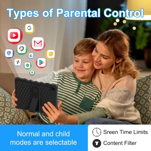 Vista 4 de BYYBUO Tableta para niños de 10 pulgadas, Tabletas Android 13 para niños, Tableta Google con 4GB RAM y 32GB ROM (Azul Claro)
