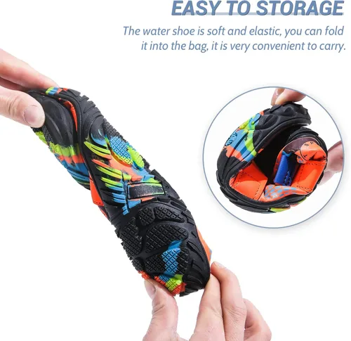 Vista 5 de SPUKEP Zapatos de agua para mujeres y hombres, de secado rápido, antideslizantes, calcetines acuáticos ligeros para natación, surf, playa, piscina