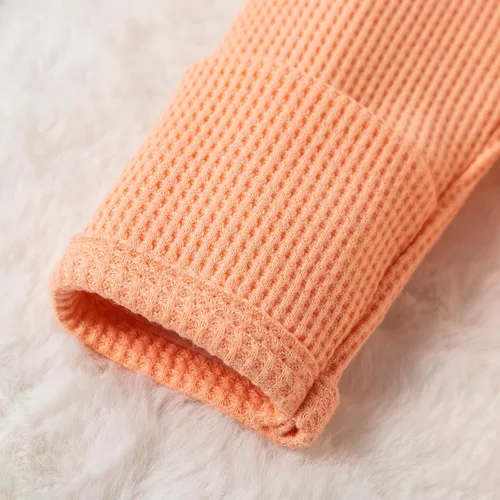 Vista 6 de Newborn Baby Girl Boy Footie Romper Coming Home Long Sleeve Ruffle Waffle Knit Zipper Onesie with Headband Outfits