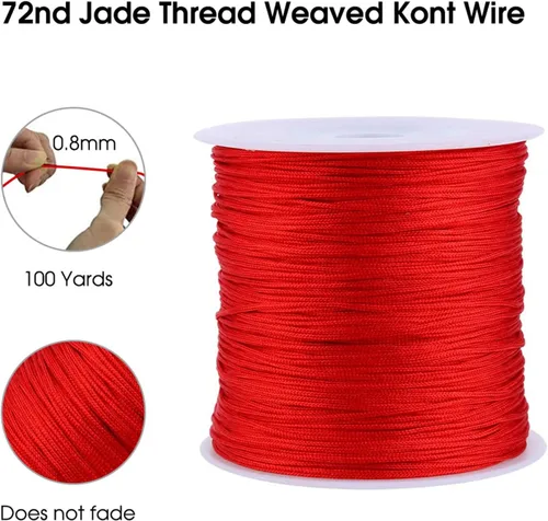 Vista 8 de Yosoo Health Gear Cordón de nylon rojo para hacer joyas, hilo para pulsera, hilo rojo original