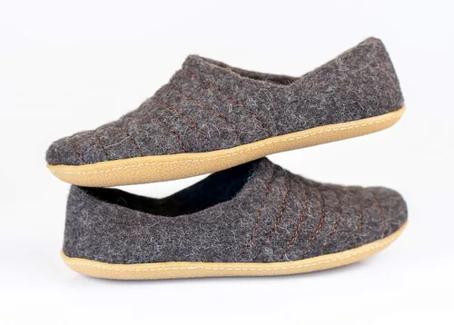 Vista 6 de BureBure Women's Wool Slippers Cocoon Clogs Dark Grey Brown