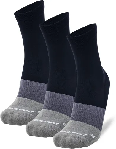 Vista 3 de Pure Athlete Grip Socks Soccer - Calcetines antideslizantes para hombre, color negro 3 pares - negro-gris