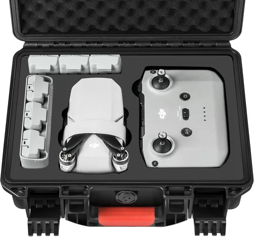 Vista 6 de Funda para dron DJI Mini 2 SE: Estuches de viaje impermeables y rígidos con espuma personalizada para DJI Mini 4k/2 Fly Combo, caja grande de Gris