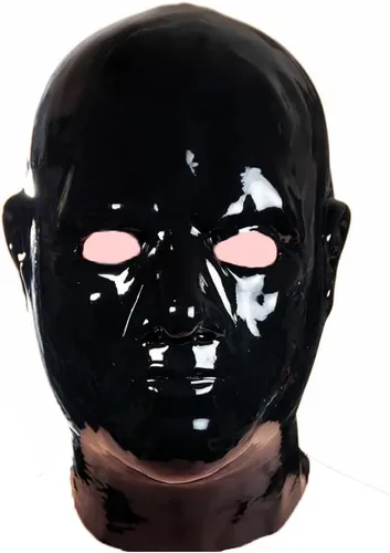 Vista 2 de EXLATEX Máscaras de látex con capucha para hombre, de goma pesada, máscara anatómica para cosplay de belleza