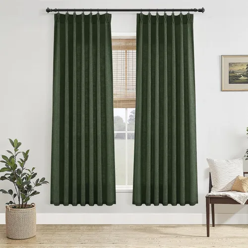 Vista 40 de Jowels Cortinas de lino plisadas naturales con memoria de 96 pulgadas