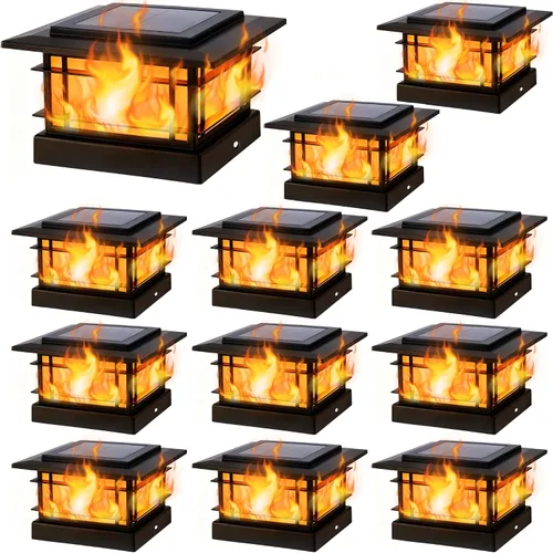 Vista 20 de Dynaming Luces solares de 4 x 4 para exteriores con 2 modos de color, luces solares para poste de valla, carcasa negra para postes de vinilo/madera