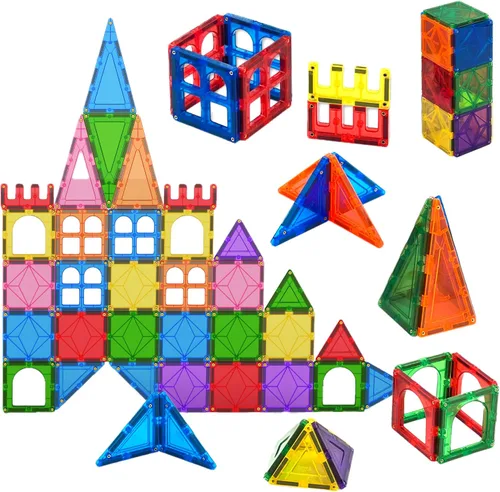 Vista 5 de TOYLI Bloques de construcción magnéticos para niños, 32 piezas, aprendizaje educativo magnético STEM