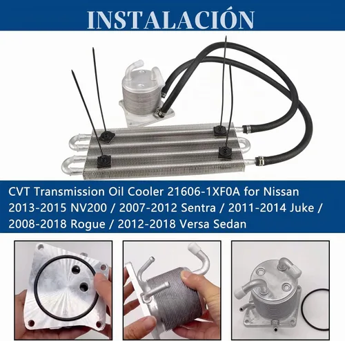 Vista 7 de Enfriador de aceite de transmisión CVT compatible con Nissan Sentra 2007-2012 / Juke 2011-2014 / Rogue 2008-2018 / Versa Sedan 2012-2018 / NV200