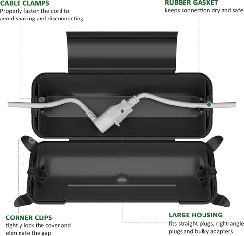 Vista 5 de Flemoon - Cubierta de seguridad para cable de extensión para exteriores, protector de conexión impermeable IP44, caja eléctrica resistente a