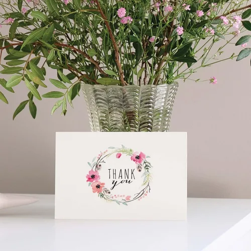 Vista 4 de Boho Spirit tarjeta de agradecimiento surtidas – Set de 36 interior en blanco – 6 Diseños interior en blanco – de tarjetas con sobres blancos