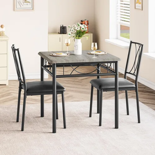 Vista 13 de Garvee Juego de mesa de comedor de madera de 5 piezas para 4, juego de mesa de cocina rectangular con 4 sillas, juego de mesa de comedor que ahorra