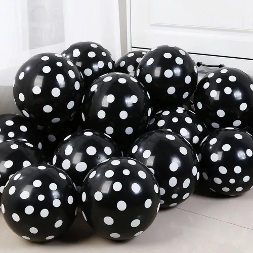 Vista 5 de 50 globos de látex de 12 pulgadas, globos de lunares negros para decoración de globos de cumpleaños, boda, globos