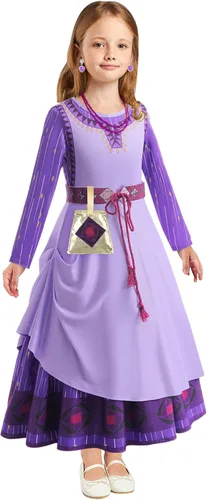 Vista 2 de Wish Asha - Disfraz de princesa para niñas, disfraz de cosplay para Halloween, fiesta de Navidad