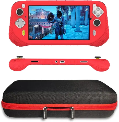 Vista 4 de Funda de silicona y funda de transporte compatible con Logitech G Cloud Gaming de mano, protector de pantalla para accesorios de consola Logitech G