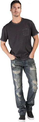 Vista 5 de Level 7 Jeans de mezclilla prémium para hombre, corte recto y hecho a mano negro (Black Tint)