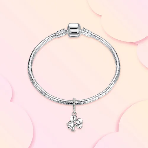 Vista 2 de Annmors Dijes familiares de joyería para mujer, plata de ley 925, colgante con circonita cúbica, cuentas de joyería para niñas, regalos de bricolaje