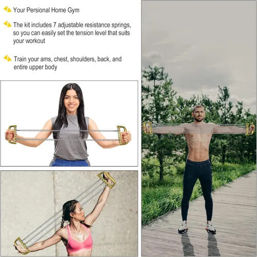 Vista 2 de Expansor de pecho desmontable para hombres, entrenamiento muscular, fortalecer fitness, hogar, oficina, brazo, 7 primavera, ejercicio, culturismo