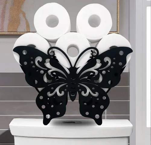 Vista 15 de Black Bear - Soporte de papel higiénico de metal, divertido soporte de papel de animales para baños, organizador independiente con capacidad para 8