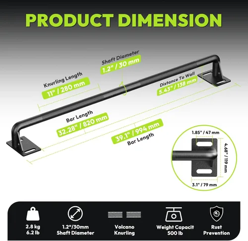 Vista 2 de HANDBODE Pull Up Bar for Doorway and Wall Mount - Chin Up Bars for Home Gym, 36‘’/52‘’ in Upper Body Workout Equipment with 500 lbs Capacity