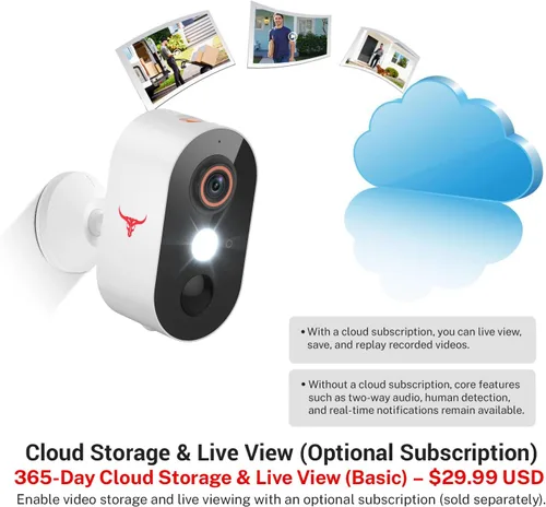 Vista 8 de Cámara de seguridad inalámbrica de 1080p con detección humana de IA, visión nocturna, conversación de 2 vías, almacenamiento en la nube, WiFi