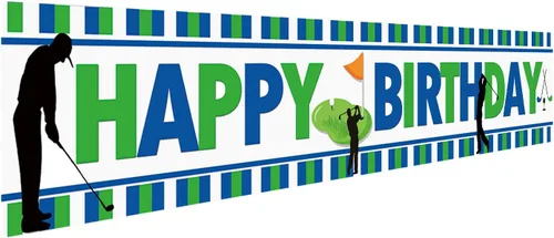 Vista 5 de Cartel grande de golf de feliz cumpleaños, suministros y decoraciones para fiestas temáticas para hombres, niños, adultos, niños, decoración