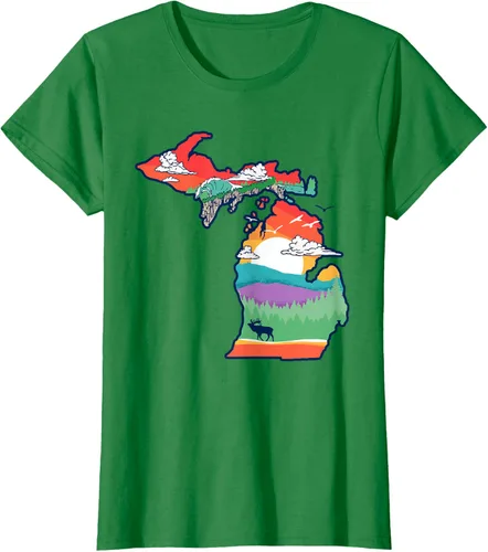 Vista 37 de Michigan Outside - Camiseta con ilustración artística