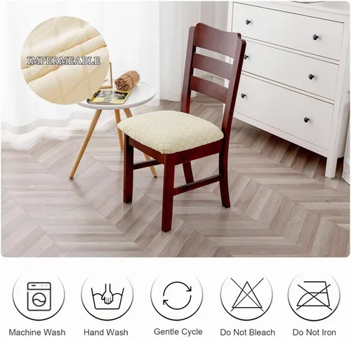 Vista 8 de Genina Fundas de asiento impermeables para sillas de comedor, fundas elásticas extraíbles y lavables, fundas de cojín para sillas de comedor