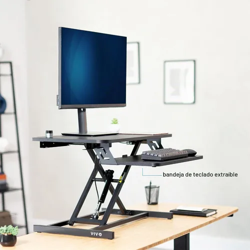 Vista 7 de VIVO Convertidor de escritorio de pie negro de 28 pulgadas, DESK-V028S
