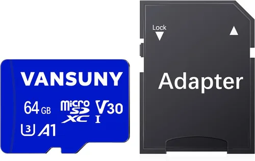 Vista 2 de Vansuny Tarjeta Micro SD de 64GB microSDXC con adaptador SD A1 App Performance V30 Grabación de video 4K C10 U3 Micro SD para teléfono, cámara