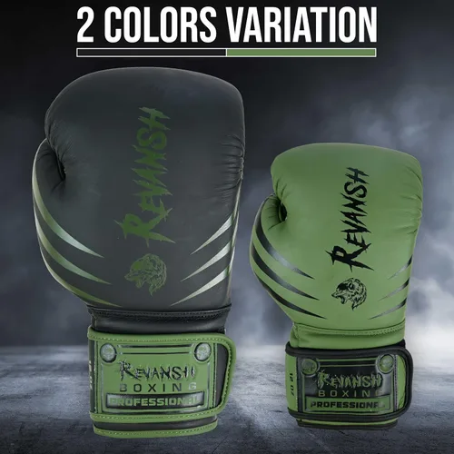 Vista 2 de Revansh Boxing Gloves Premium Matte Cowhide Leather Gloves for Boxing, MMA, Muay Thai, Kickboxing, Durable, Comfortable, Protective Gloves for