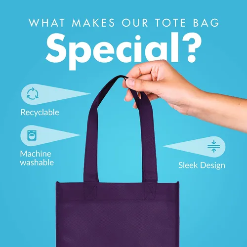 Vista 4 de Pack de 25 bolsas reutilizables para regalos, fiestas, almuerzo., Púrpura profundo