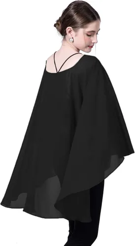 Vista 3 de Baoqiya Capa de gasa transparente capelets larga poncho para mujer talla grande
