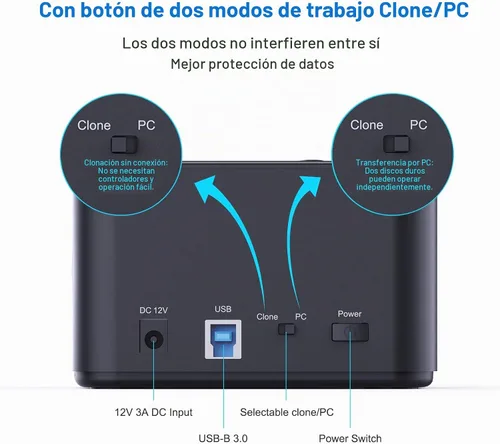 Vista 6 de SSK Estación de acoplamiento de disco duro externo Cloner USB 3.0 a SATA