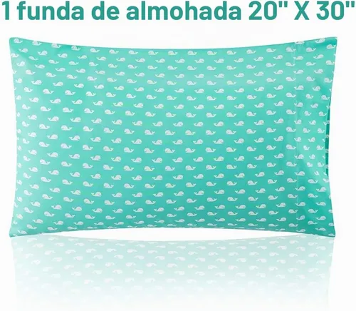 Vista 5 de Vonty Juego de sábanas de microfibra con estampado de ballenas gemelas