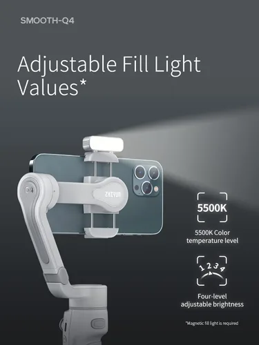 Vista 6 de ZHIYUN Smooth Q4 Combo cardán estabilizador, cardán de teléfono inteligente de 3 ejes, barra de extensión incorporada, plegable y portátil, cardán