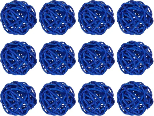 Vista 12 de MECCANIXITY 20 bolas decorativas de mimbre de ratán de 1.2 pulgadas para rellenos de jarrones, bodas, jardines, fiestas de pasillo, color negro