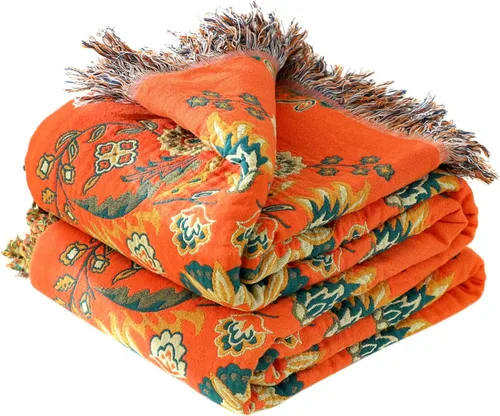 Vista 16 de LUTBM Manta bohemia para sofá de 50 x 60 pulgadas, 100% algodón, suave Animal-pájaro-a