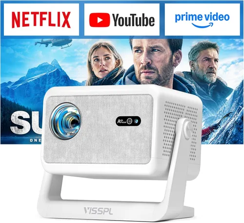 Vista 8 de [Ahora con Netflix y 3200ANSI] Proyector inteligente 4K con WiFi y Bluetooth, enfoque automático y mini proyector portátil Keystone con soporte