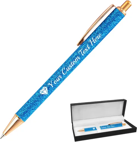Vista 46 de Hasta 100 bolígrafos personalizados con nombre a granel, bolígrafo con purpurina de impresión personalizada, grabado gratis, texto con logotipo