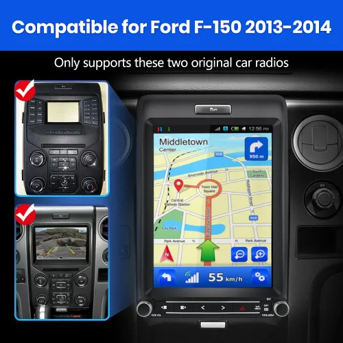 Vista 2 de Radio de coche Android 13 para Ford F150 2013 2014, estilo T de 12.1 pulgadas con CarPlay inalámbrico Android Auto GPS DSP WiFi Bluetooth SWC salida