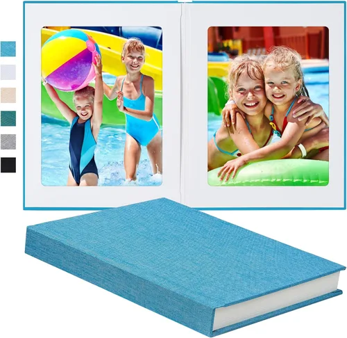 Vista 8 de Álbum de fotos Pssoss 8x10 con espacio para escribir, cubierta de lino, álbum de fotos de 8x10, libro que contiene 20 fotos, ideal para álbumes