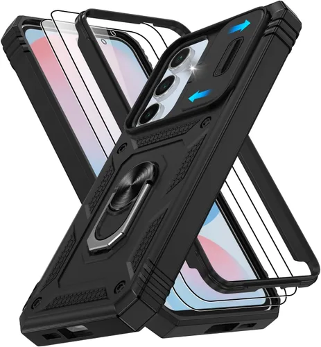 Vista 162 de Gritup Funda para Google Pixel 6 con cubierta deslizante para cámara y protector de pantalla (2 unidades), soporte de anillo giratorio 360°, funda