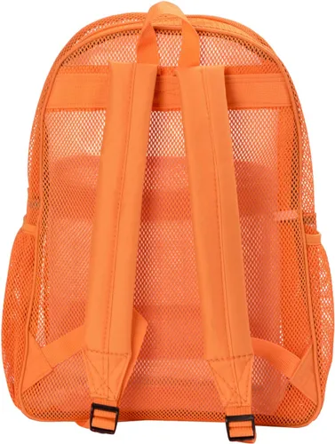 Vista 3 de Mochila de malla resistente para estudiantes, bolsa de libros de calidad simple y clásica para libros escolares, Naranja, Mochilas Daypack