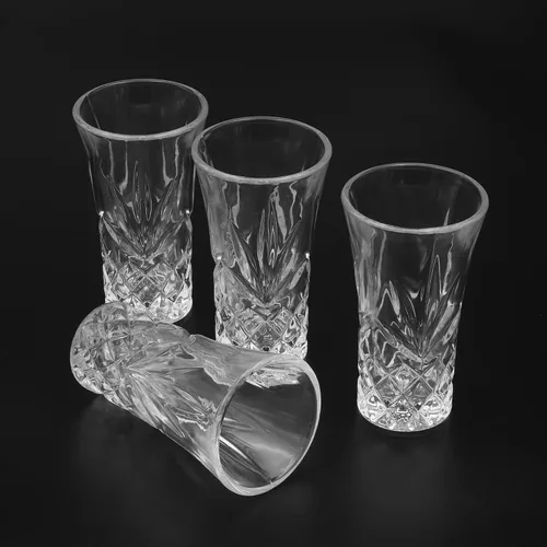 Vista 3 de QUAFFER Vasos de tequila con base pesada, vasos cordiales de 2 onzas (juego de 4) – Forma clásica de vidrio elegante – Auténtico juego de vasos