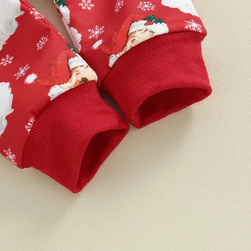 Vista 6 de Ropa de Navidad para bebé de dibujos animados, estampado de hombre de jengibre, sudadera de manga larga, pantalones, 2 piezas