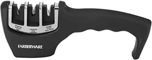 Vista 6 de Farberware EdgeKeeper - Afilador de cuchillos de 2 etapas con ranura dentada, varillas de afilar de cerámica, base antideslizante, diseño de mesa