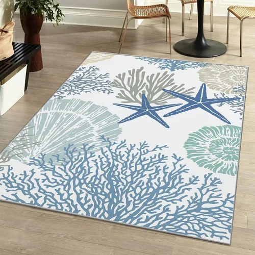 Vista 9 de Tritard Alfombra de área costera de 2 x 3 pulgadas - Pequeña alfombra plegable lavable a máquina, antideslizante, para entrada, alfombra de playa