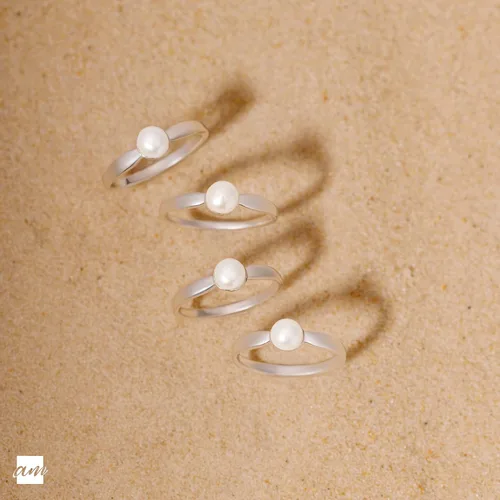 Vista 3 de Amberta Anillo de perlas de agua dulce de plata de ley 925 para mujer
