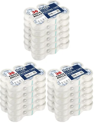 Vista 9 de PANDRI Cinta de embalaje transparente, 36 rollos de cinta de embalaje resistente para embalaje de envío, sellado en movimiento, 1.88 pulgadas