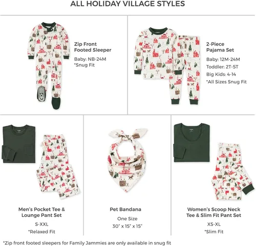 Vista 2 de Burt's Bees Baby Conjuntos de pijamas de Navidad familiares a juego, pijamas de algodón orgánico para niños, niños pequeños, mujeres y adultos
